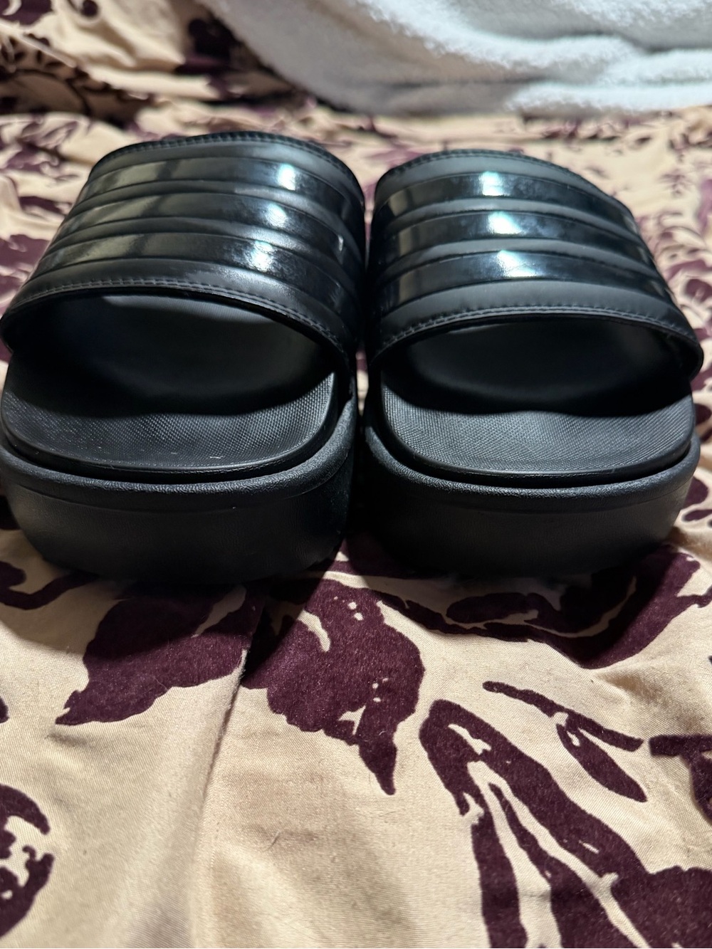 Adidas Black Women's Slide Sandals with Quilted Strap